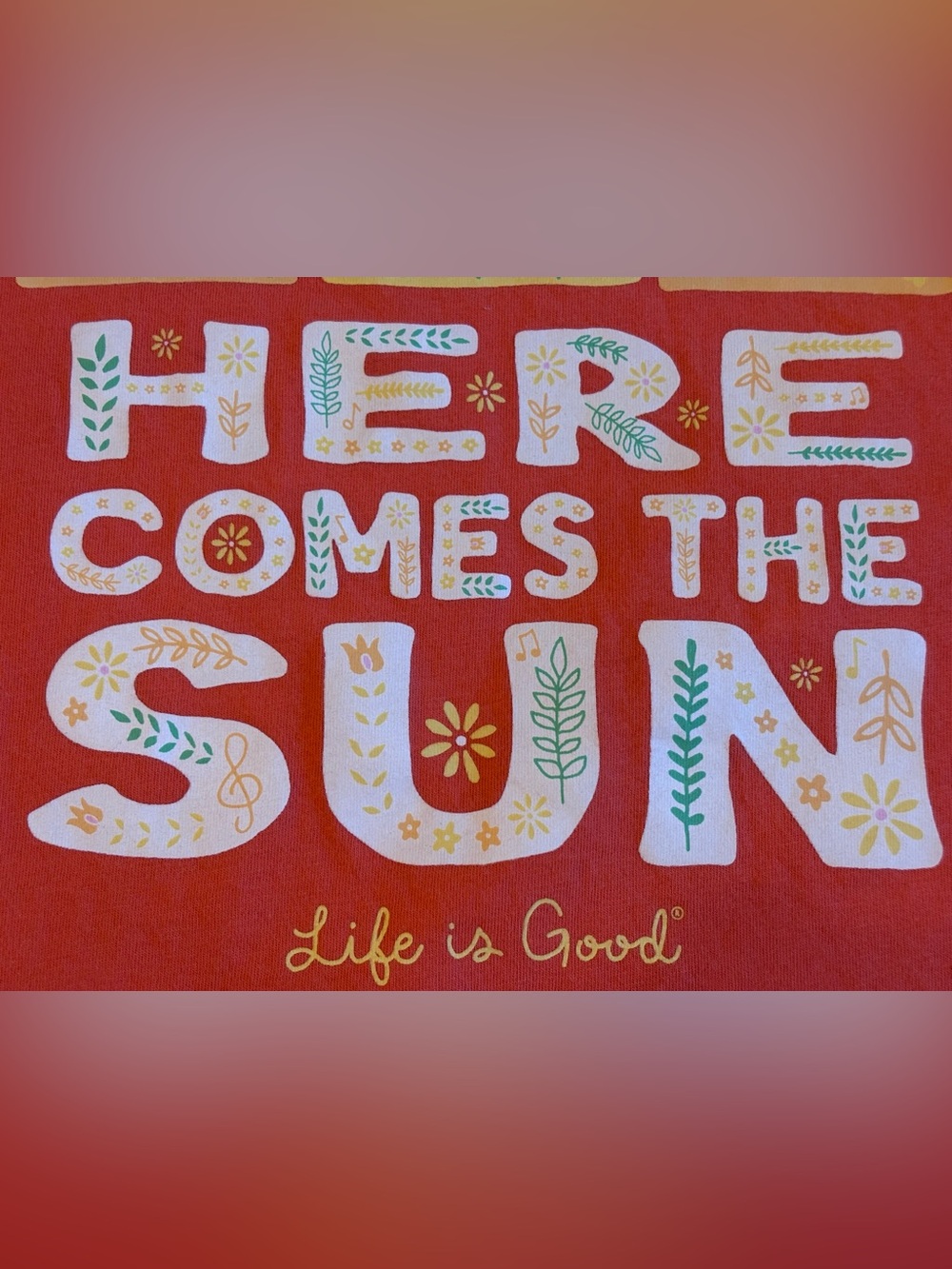 Life Is Good Crusher-Lite Women's Tee Here comes the Sun, SM, Coral/orange - Picture 14 of 16